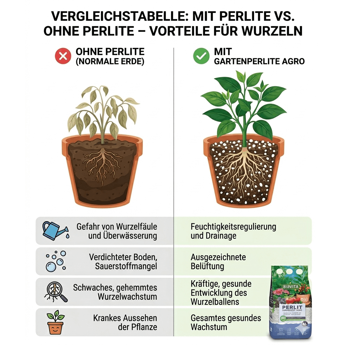 BIOVITA Perlite 10L - Perlite pour Plantes pour Amélioration du Substrat du Sol - 3-6Mm - Amélioration du Sol - Substrat de Stockage d'Humidité - Idéal pour Jardin et Plantes d'Intérieur