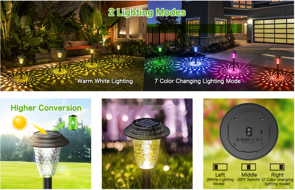 8 pièces Lumières Solaire Extérieure Améliorées, Lumières de Jardin Solaire Lumineuses, Lumières Solaire Extérieure Automatique Marche/Arrêt, pour Jardin, Allées, Pelouse, Terrasse, Chemins