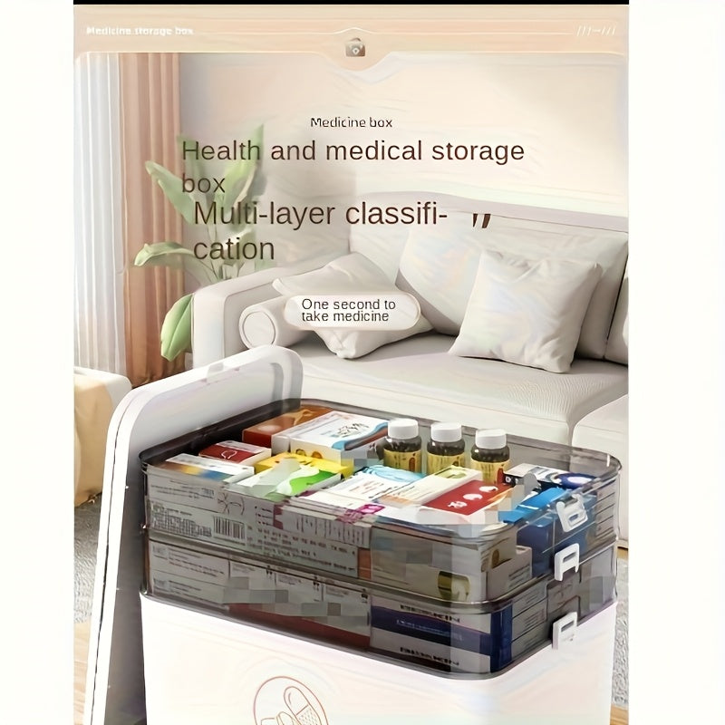 Boîte à médicaments à couvercle à charnière, Organisateur de salle de bain - Armoire à pharmacie, Fermeture à pression sécurisée, Plastique durable, Portable pour chambre/salle de bain/bureau, Cadeau parfait pour les fournitures de santé à domicile