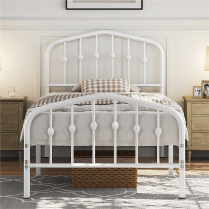 Costoffs Cadre de Lit Double en Métal Moderne - Avec Sommier à Lattes Métalliques - Espace de Rangement Sous-lit - Idéal pour Chambre, Dortoir ou Appoint - Style Industriel Intemporel