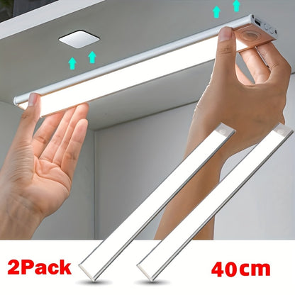SETONR Slim LED Lampes Sous Meuble - Boîtier Métallique, Rechargeable, 450/600/2200/4400 Mah, Détecteur de Mouvement Humain, Dimmable, Adhésif, Éclairage de Cuisine à Piles pour Placards, Comptoirs et Étagères, Jusqu'à 60Cm, Longue Autonomie Disponible