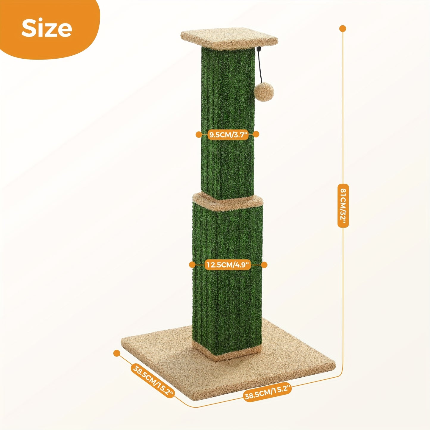 Griffoir pour chat PAWZ Road Large, 80 cm de haut, pour chats adultes d'intérieur, griffoir ultime avec sisal tissé, grande base et balle suspendue amovible