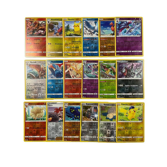 Original 20 Cartes Pokémon Reverse Holo Glitzer, Cartes Pokémon Rares en Anglais Holographiques Reverse Diverses Cartes des Ensembles Actuels + Protection d'Expédition Heartforcards®