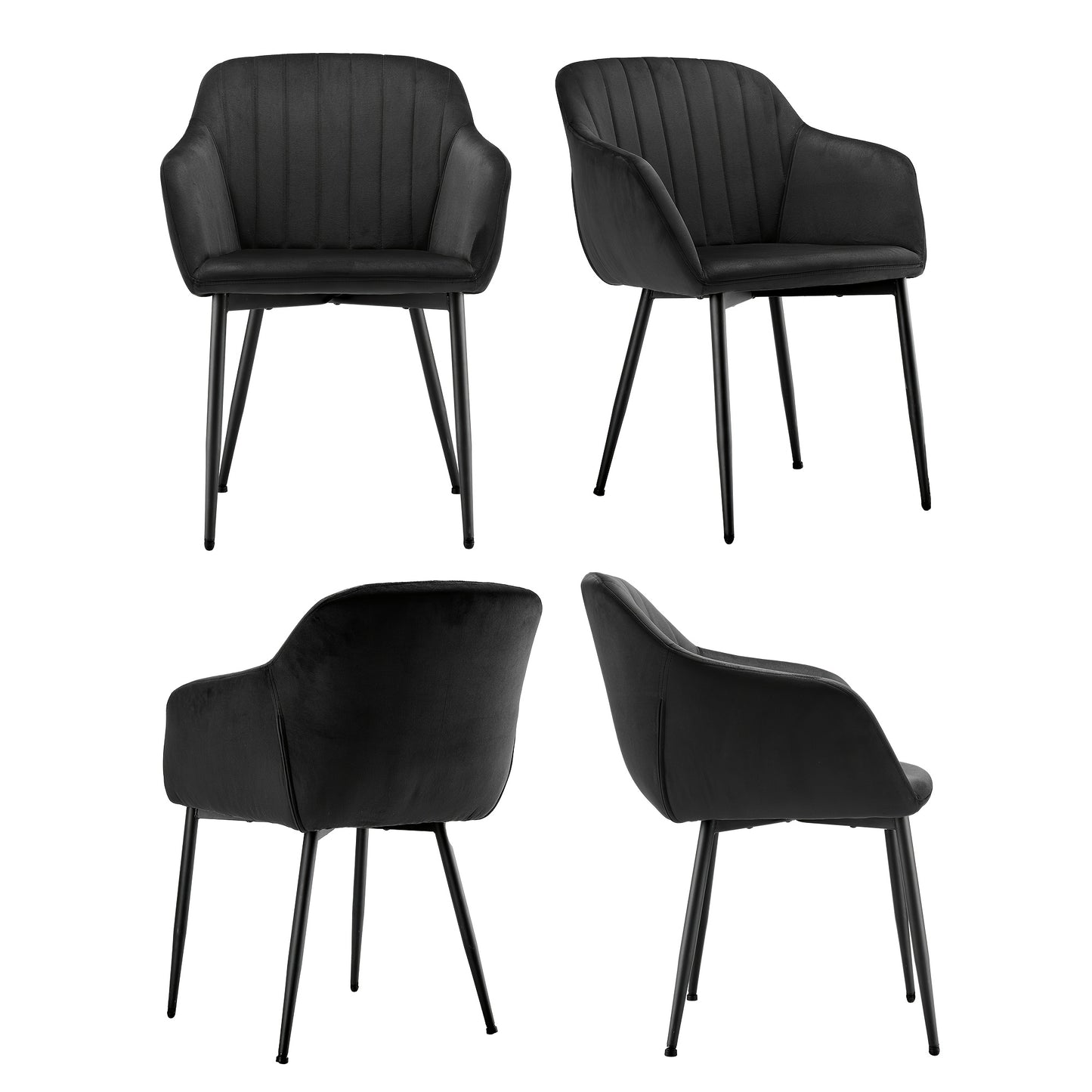 Chaises de salle à manger élégantes avec accoudoirs et soutien lombaire pour salon, cuisine et chambre, offrant un grand confort - Disponibles par lots de 2, 4 ou 6