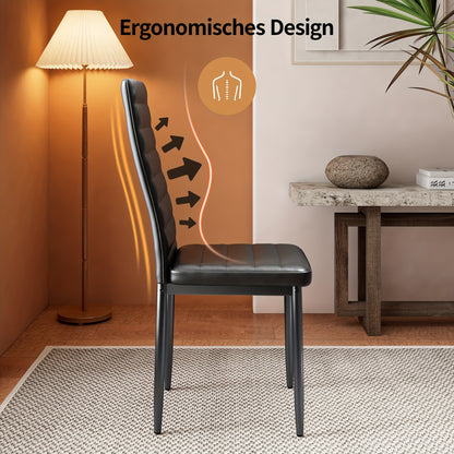 Ensemble de 6 chaises de salle à manger pour cuisine et salle à manger, fausse cuir, dossier haut, moderne