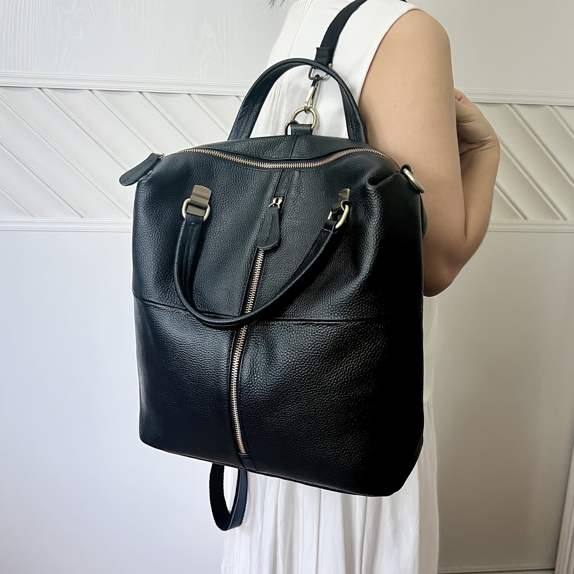 Sac à Dos en Cuir Véritable de Haute Qualité - Sac à Dos Tendance et Élégant, Sac Polyvalent à Double Bandoulière pour Femmes, Idéal pour un Usage Quotidien et les Voyages