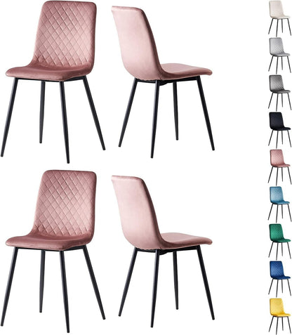 Ensemble de 4 chaises de salle à manger MCC Direct en velours, pieds en métal, chaises Lexi, chaises de conception