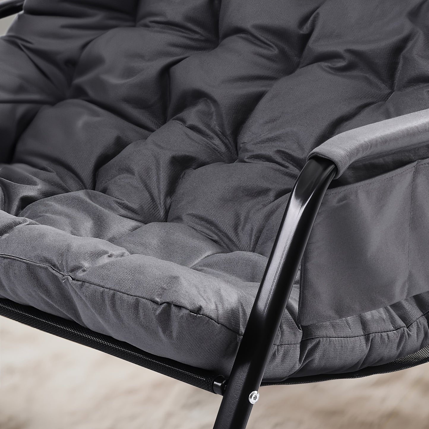 Chaise à Bascule Extérieure avec Cadre en Acier Renforcé de 158.76KG & Coussin Confort Nuageux 9.91cm, Montage Facile sans Outil 20 Minutes – Chaises Balançoires Idéales pour Jardin, Terrasse, Camping ou Alternative Douillette au Canapé