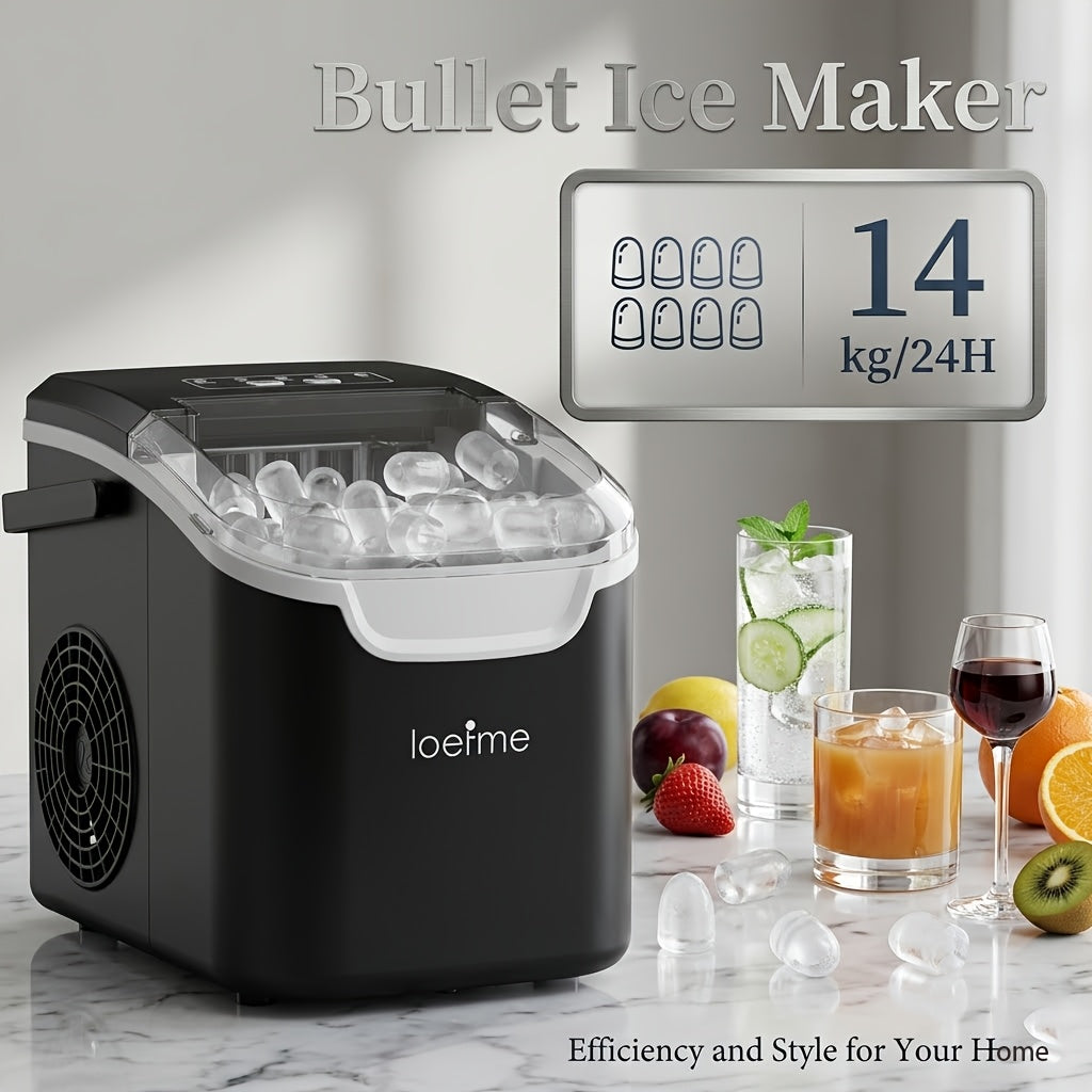Machine à glaçons compacte en forme de balle avec réservoir d'eau de 0,8L | Produit 8 glaçons en 6 minutes | Deux couleurs disponibles, avec poignée de transport | Capacité de production de glace de 14Kg par 24 heures | Fonction autonettoyante | Idéal pou