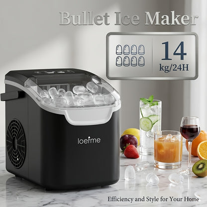 Machine à glaçons compacte en forme de balle avec réservoir d'eau de 0,8L | Produit 8 glaçons en 6 minutes | Deux couleurs disponibles, avec poignée de transport | Capacité de production de glace de 14Kg par 24 heures | Fonction autonettoyante | Idéal pou