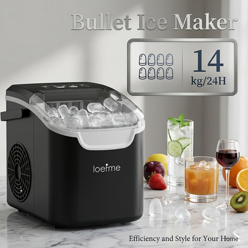 Machine à glaçons compacte en forme de balle avec réservoir d'eau de 0,8L | Produit 8 glaçons en 6 minutes | Deux couleurs disponibles, avec poignée de transport | Capacité de production de glace de 14Kg par 24 heures | Fonction autonettoyante | Idéal pou