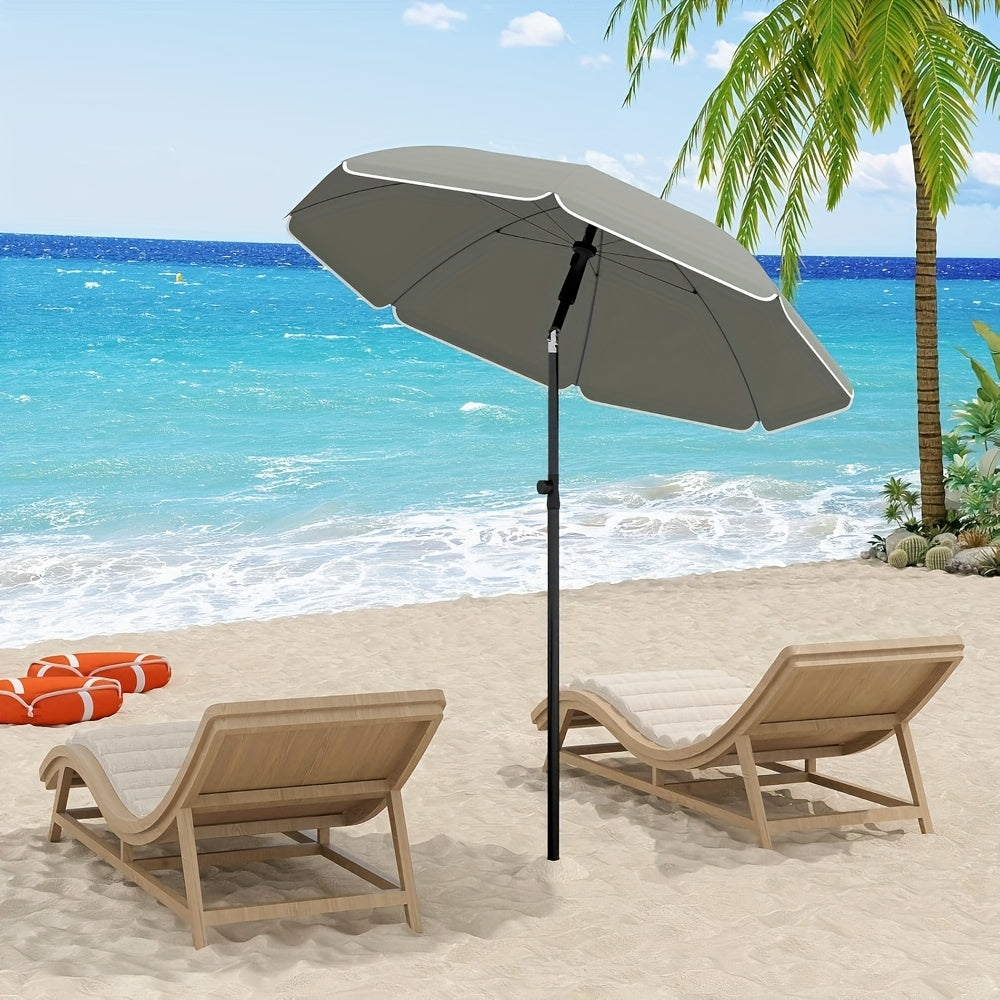 1 parasol de plage, parasol de balcon, protection UV, parasol à 8 baleines, stable, réglable, pliable à 45°, poids 180G/M², bloque efficacement les rayons UV, portable, compagnon idéal pour les voyages de camping et les journées à la plage