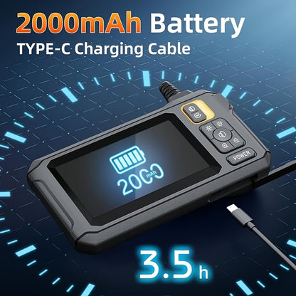 Caméra endoscopique industrielle IPS de 4,3 pouces, objectif unique HD1080P 8 mm, lithium rechargeable 2000 mAh, caméra d'inspection de tuyaux pour réparations automobiles