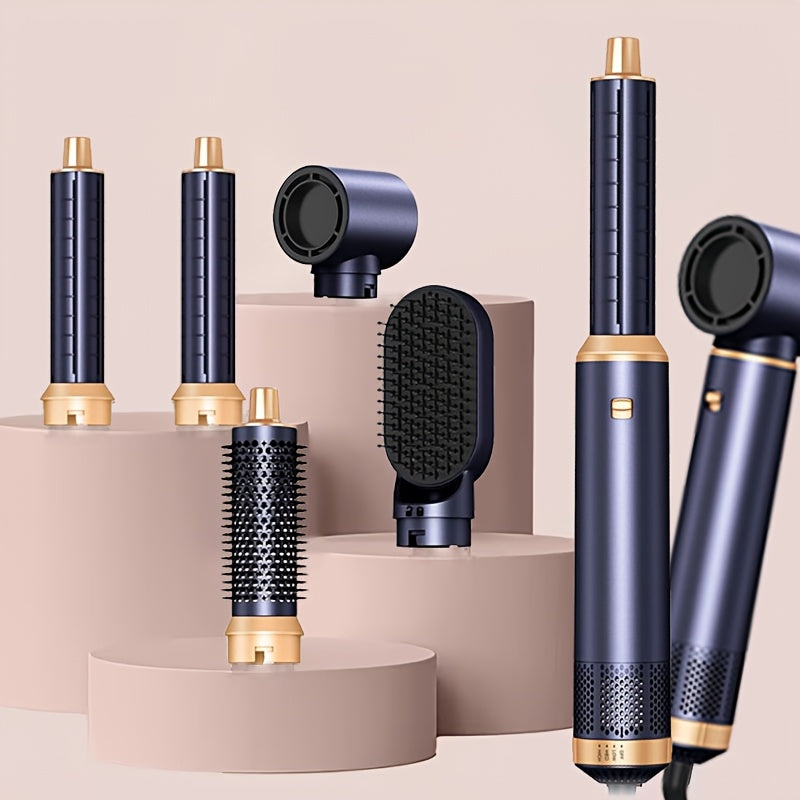 Kit Bigoudi à Air Chaud 5 en 1, 1000w, avec Diffuseur, Baguette à Boucler Automatique, Lissage et Coiffage, Sèche-Cheveux pour Salle de Bain, Brosse Chaude à Cheveux Détachable, Fer à Cheveux, Fer à Boucler à Air, Fer à Cheveux, Outil de Lissage, Cadeau S