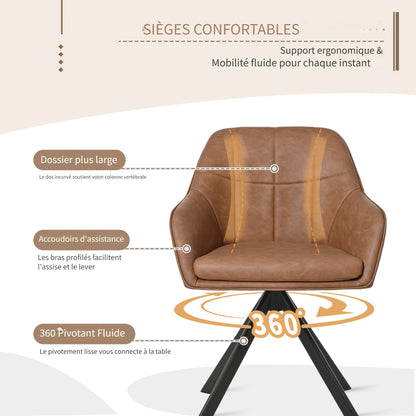 Goeurvant Chaise pivotante à 360° avec accoudoirs : La chaise élégante et confortable pour salles à manger, salons, bureaux et applications commerciales