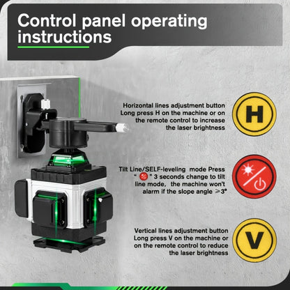 1 Ensemble Niveau Laser 16 Lignes 360 Nivellement Automatique, Outil de Niveau Laser à Ligne Croisée Verte 4X360° pour la Construction et la Suspension de Tableaux, Niveau Laser 4D