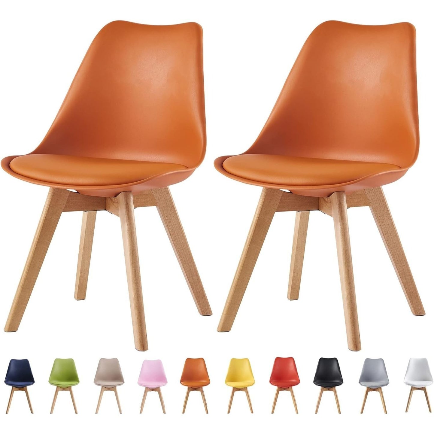 Ensemble de 2 chaises de salle à manger MCC Direct, chaise de cuisine, chaise de bureau, chaise de salon, chaise coquille de designer Eva, disponible en 7 couleurs