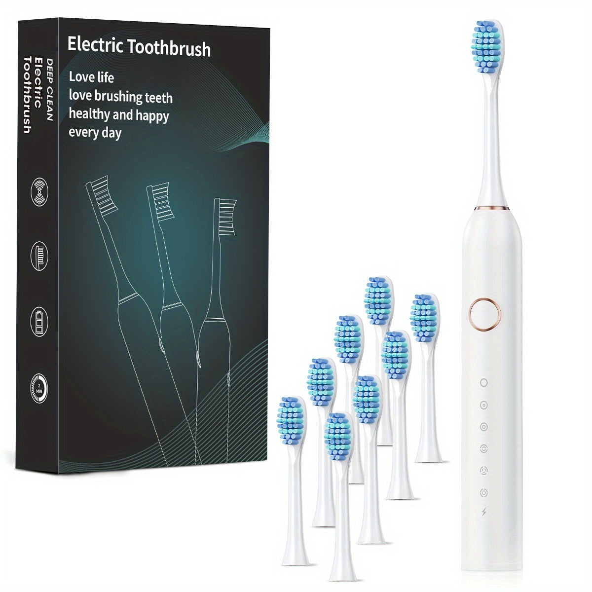 Brosse à dents électrique automatique intelligente IP67 pour adultes, poils souples unisexes, six modes de nettoyage de fréquence de vibration, chargement USB, nettoyage en profondeur des dents