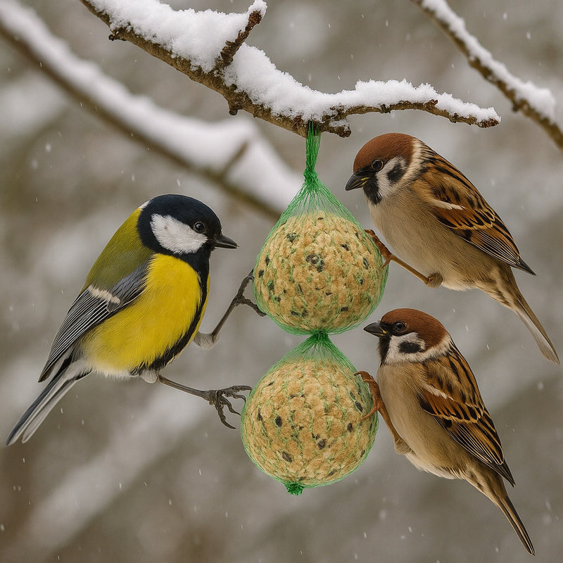 Boule de Graisse pour Oiseaux Sauvages, Nourriture Hivernale pour Oiseaux, Mélange de Graines et Céréales, 1 Pièce, 90g