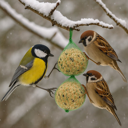 Boule de Graisse pour Oiseaux Sauvages, Nourriture Hivernale pour Oiseaux, Mélange de Graines et Céréales, 1 Pièce, 90g