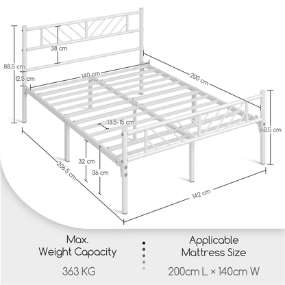Costoffs Cadre de lit en metal simple Lit en Métal pour Adultes Grande Espace en Lattes Moderne