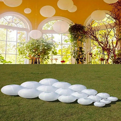 20 lanternes en papier blanc - Lanternes rondes suspendues de 40 cm pour mariages, anniversaires et célébrations en plein air, abat-jour décoratif sans pile pour l'éclairage du jardin et des fêtes, lanternes pour l'éclairage extérieur