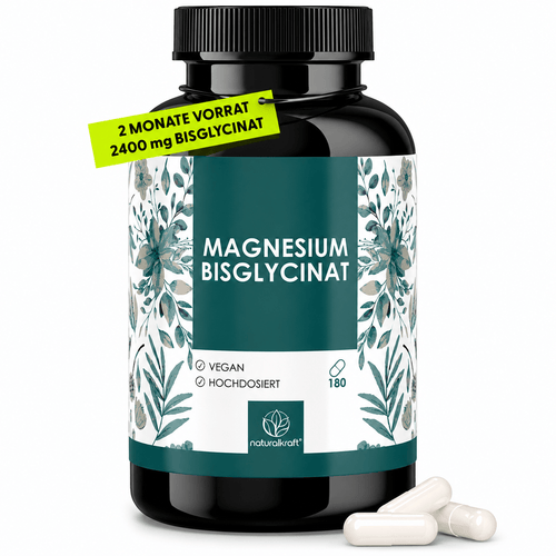 Capsules de Magnésium Bisglycinate - 2400 Mg de Magnésium Bisglycinate par Dose Quotidienne - 300 Mg de Magnésium Élémentaire - 180 Capsules - Vegan