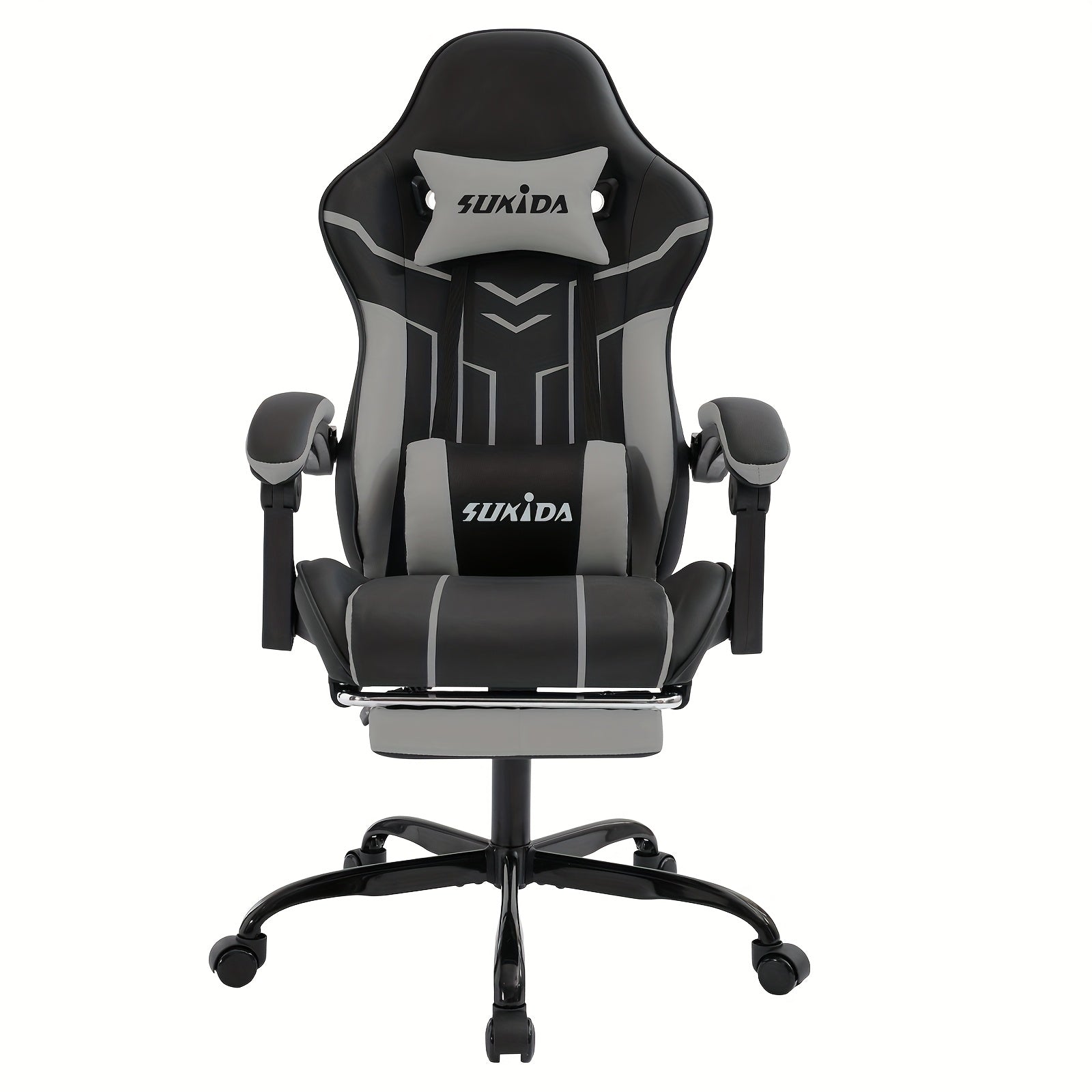 Fauteuil de jeu avec repose-pieds, large surface de siège, accoudoirs liés, dossier haut, chaise de gaming, chaise PC, fauteuil lounge à 135 degrés, chaise de gaming PC, roulettes silencieuses, hauteur réglable, chaise d'ordinateur, chaise d'apprentissage