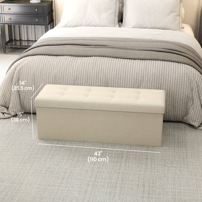 Banquette de Rangement Pliante, 38 x 110 x 38cm, Appui-pieds pour Lit, Coffre à Rangement, Supporte jusqu'à 300kg, pour Salon, Chambre, Entrée