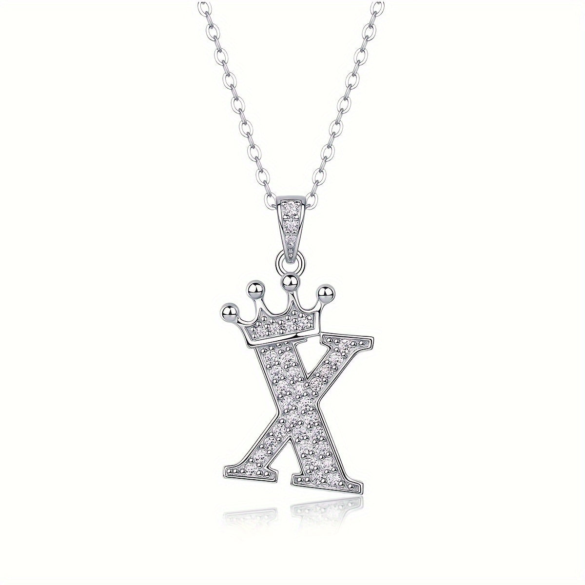 Collier lettre couronne en moissanite en argent S925 plaqué, avec 26 pendentifs lettres entièrement sertis, cadeau idéal pour la rentrée, la remise des diplômes, le quotidien, la Saint-Valentin ou les anniversaires
