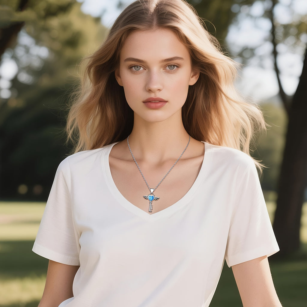 Bijoux assortis pour couple : Collier clé à ailes en forme de cœur pour femme, Bracelet cadenas cubain pour homme - Collier bracelet robuste en acier inoxydable