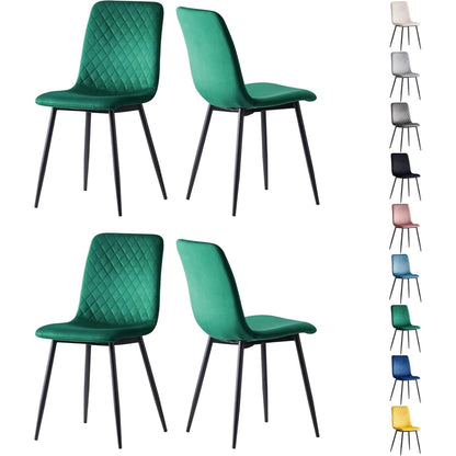 Ensemble de 4 chaises de salle à manger MCC Direct en velours, pieds en métal, chaises Lexi, chaises de conception