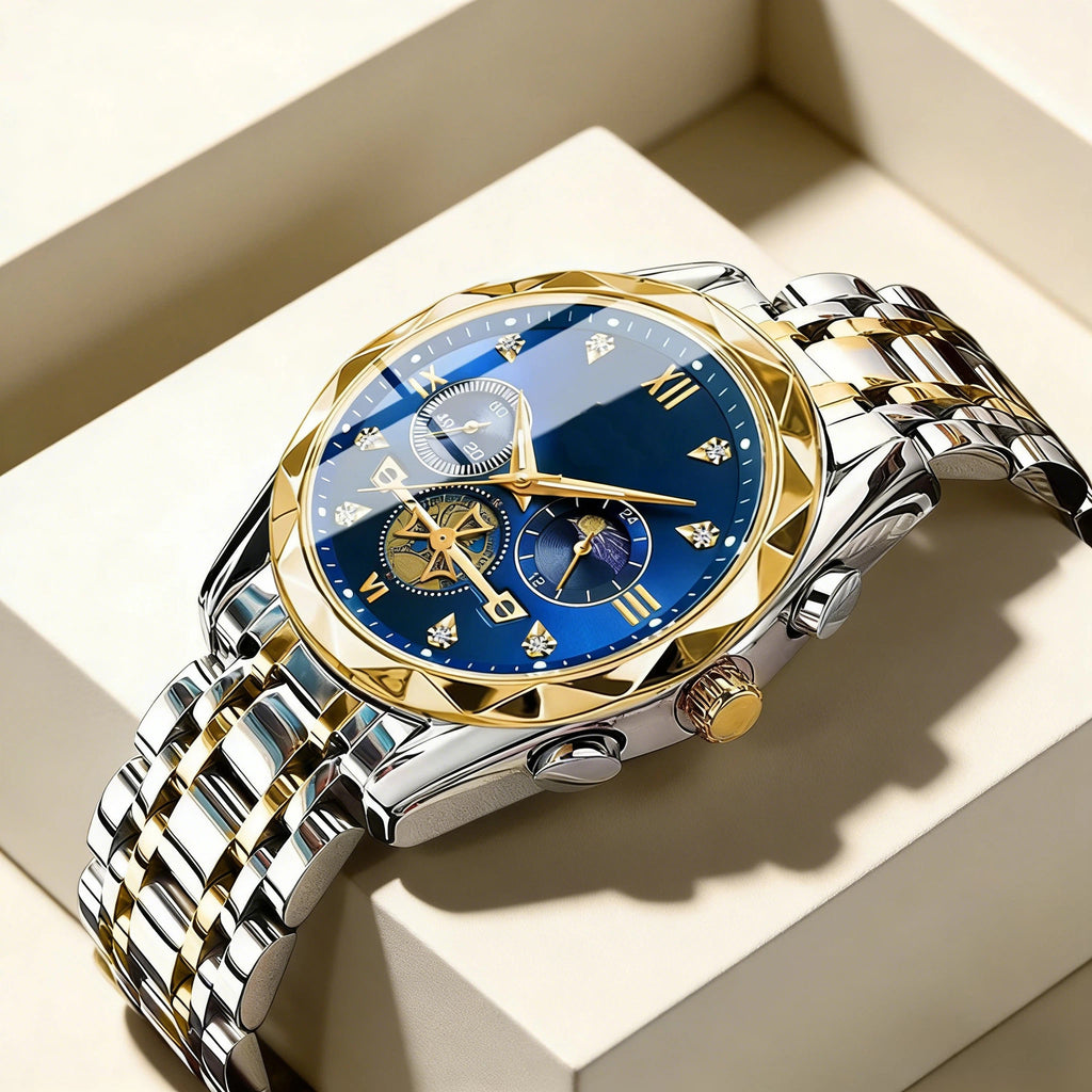 Montre d'affaires pour homme, bracelet en acier inoxydable massif, montre stable pour homme d'âge mûr