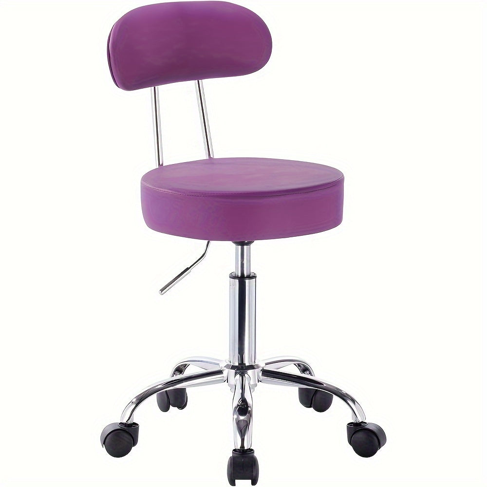 Tabouret roulant 1 pièce, tabouret de maquillage, tabouret à hauteur réglable avec roulettes et dossier, tabouret de travail, tabouret pivotant à 360°, tabouret de bureau, tabouret de maquillage pour studios, salons de coiffure, ateliers et salons de tato