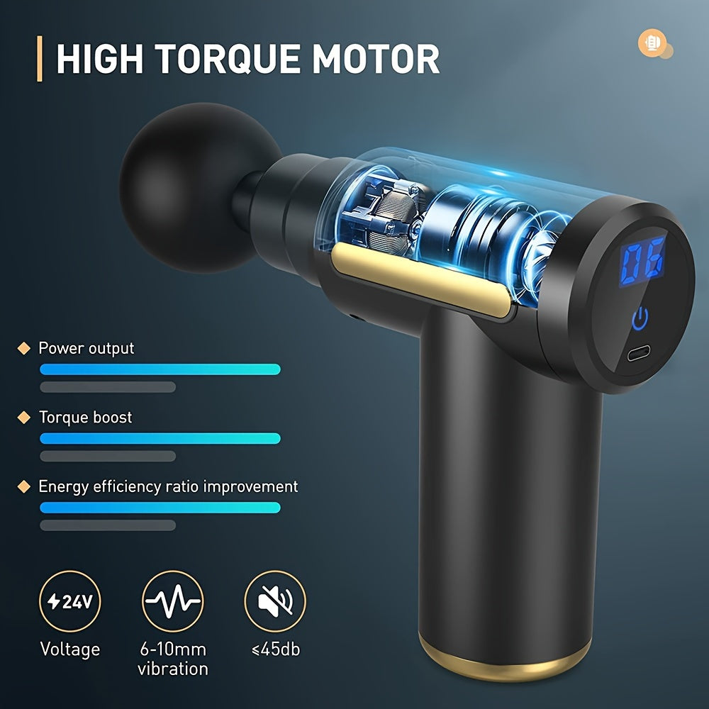 Pistolet de massage 6/38/99 vitesses Tissu profond, Masseur musculaire électrique portatif, Dispositif de massage par percussion pour, Masseur sportif électrique portable super silencieux avec 6 têtes de remplacement