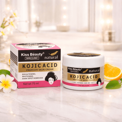 Everlyx - Crème Visage à l'Acide Kojique Kiss Beauty 30ml - Hydratante & Éclaircissante - Réduit les Taches & Unifie le Teint - Texture Légère et Douce pour un Usage Quotidien - Peau Plus Lumineuse, Uniforme & Nourrie