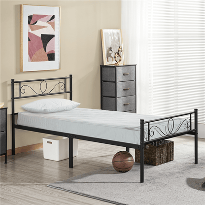Costoffs Cadre de Lit en métal pour Adultes Grande Espace en Lattes Moderne
