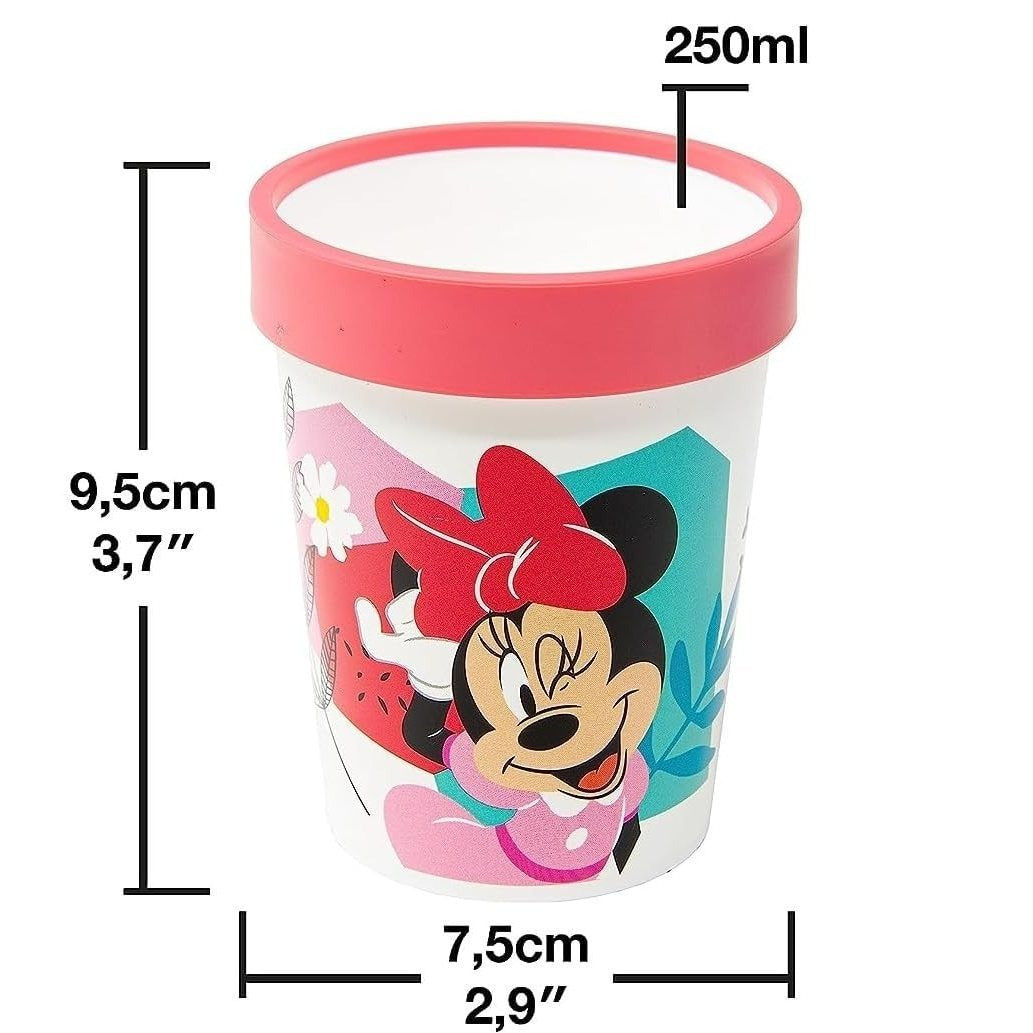 Ensemble de vaisselle réutilisable pour enfants, bicolore – Ensemble de 3 pièces : assiette, bol et tasse pour enfants et bébés avec base antidérapante – (Pour MINNIE MOUSE)