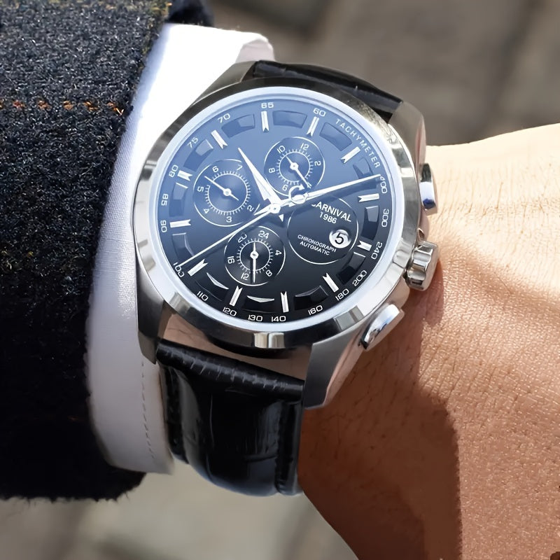 [I&W CARNIVAL] Montre Mécanique Automatique Multifonction pour Homme, Montre Sportive Élégante avec Calendrier et Étanchéité 30m