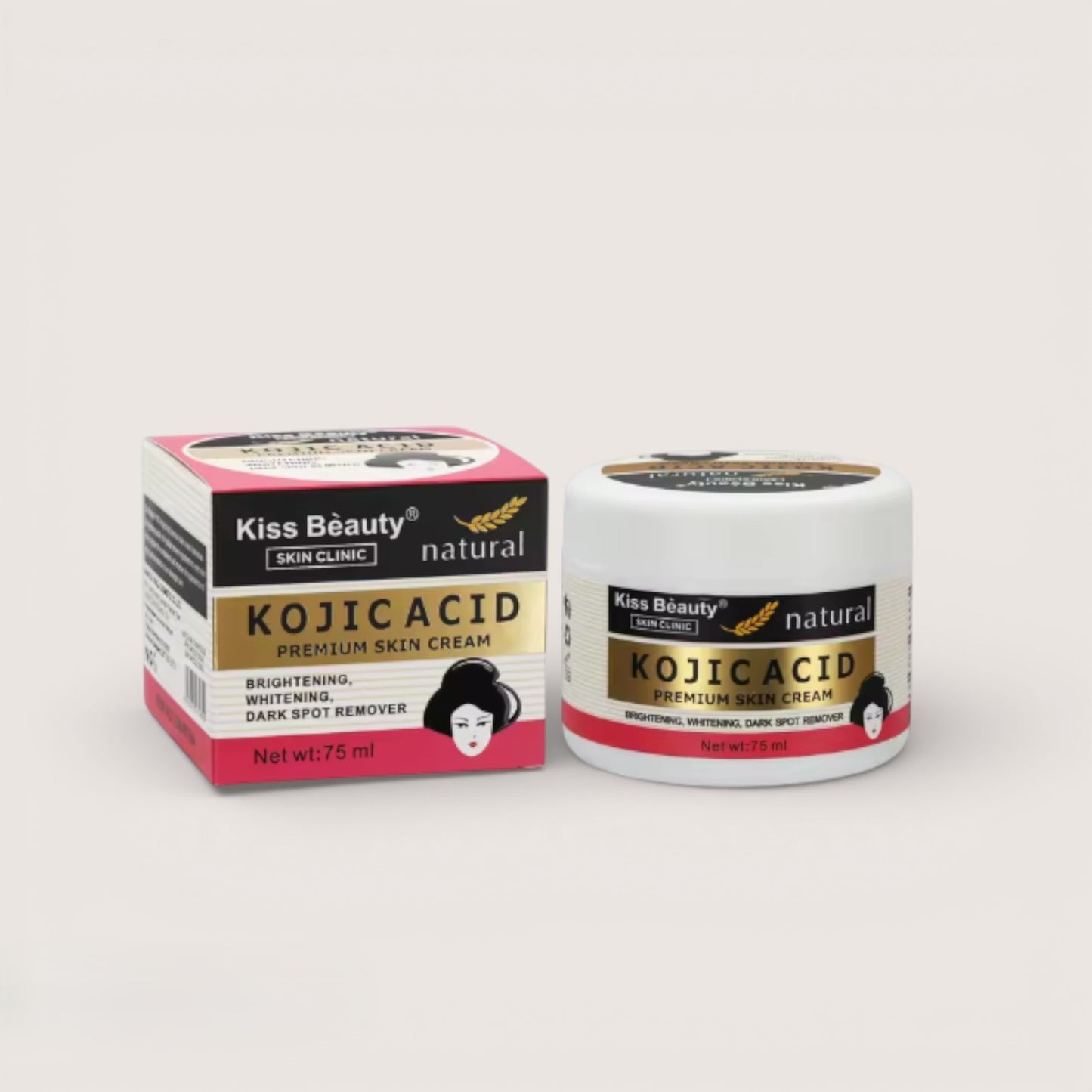 Everlyx - Crème Visage à l'Acide Kojique Kiss Beauty 30ml - Hydratante & Éclaircissante - Réduit les Taches & Unifie le Teint - Texture Légère et Douce pour un Usage Quotidien - Peau Plus Lumineuse, Uniforme & Nourrie
