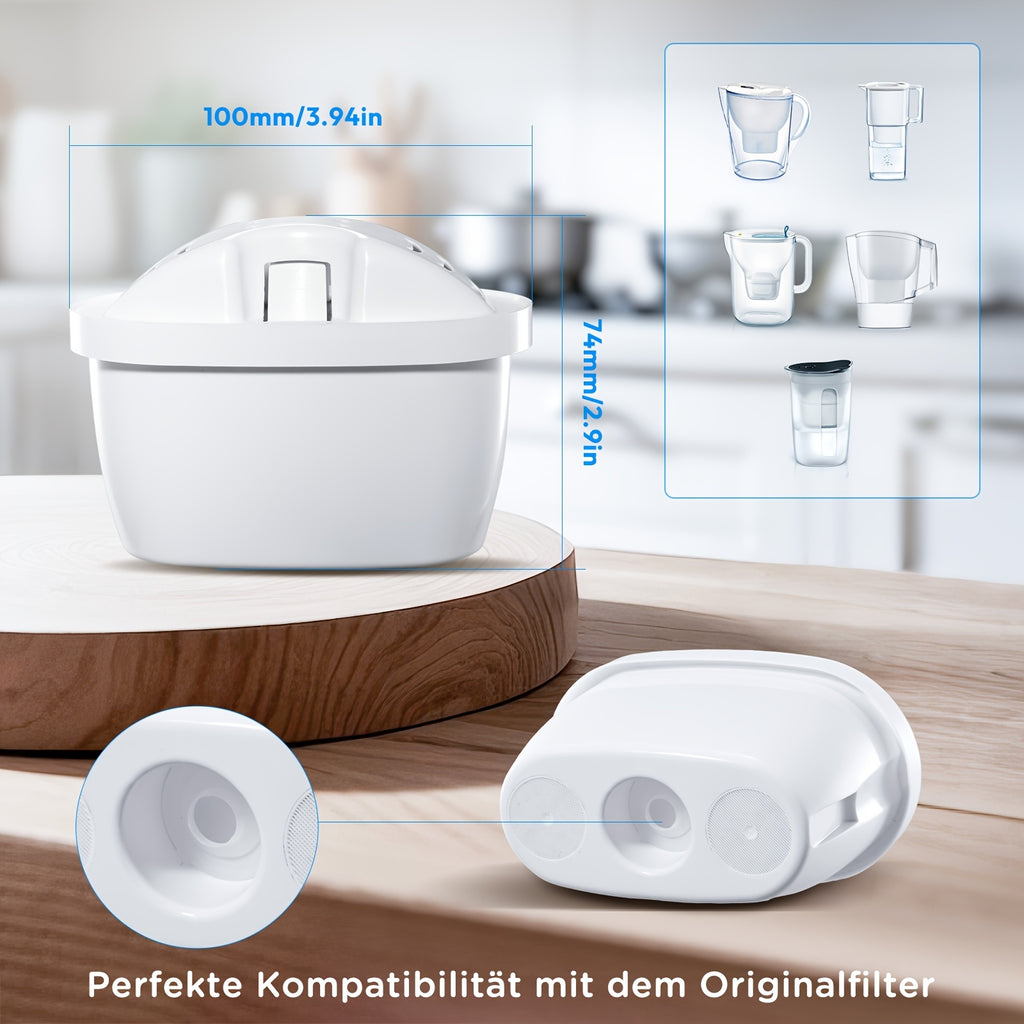 Cartouches de remplacement pour filtre à eau - Compatibles avec la carafe filtrante à eau BTA, réduisent le calcaire et le chlore, charbon actif et résine d'échange d'ions, accessoires de cuisine domestique pour systèmes de filtres à eau pour carafes, lot