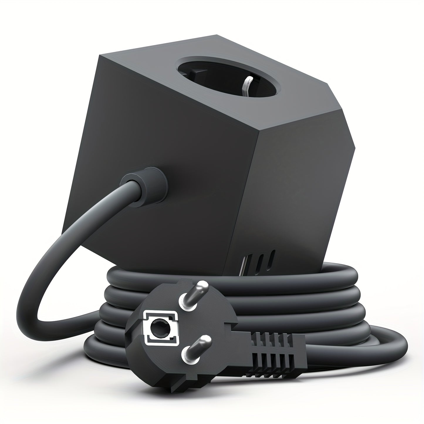 Cube multiple de prises avec câble d'extension de 1,4 m | Multiprise EU à 3 voies avec USB-C et attraction magnétique | Prise de bureau/murale avec protection contre les surtensions