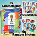 Album de collection Panini Coupe du monde de la FIFA 2026, édition souple, avec 6 autocollants aléatoires + 5 packs d'autocollants Coupe du monde de la FIFA 2026 – 7 autocollants par pack – un total de 41 autocollants.