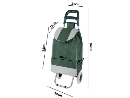 Chariot de courses pliable avec roues, robuste et spacieux, avec poche et poignées, pratique pour transporter des courses lourdes, base stable, grandes roues et poignée durable, en matériau imperméable, facile à nettoyer, poche pour verrouillage ou portef
