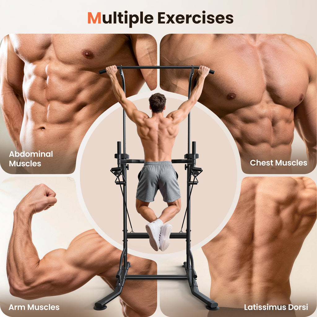 Barre de traction pour station de plongeoir, tour de force multifonction à hauteur réglable, entraînement de musculation pour exercices d'abdominaux et de push-up pour salle de sport à domicile, équipement d'entraînement de force et de fitness [Tankesi]