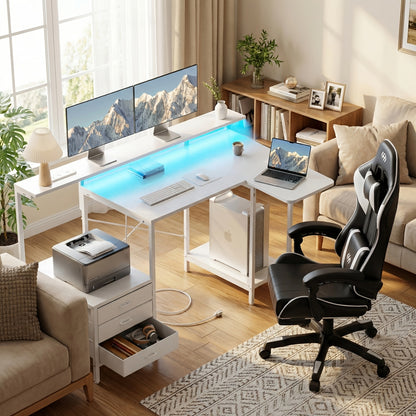 Fauteuil de gaming ergonomique avec rembourrage à ressorts ultra-doux, chaise de bureau avec appui-tête et soutien lombaire, inclinaison et repose-pieds réglables, en simili-cuir durable, cadeaux pour petit ami