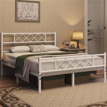 Costoffs Cadre de Lit en Métal Moderne - Structure à 6 Pieds avec Tête de Lit Design en Forme X - Sommier à Lattes Métalliques et Grand Espace de Rangement Sous-lit - Idéal pour Chambre d'Invite, Dortoir ou Appoint - Style Industriel Élégant