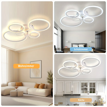 Plafonnier Ventilateur Moderne LED 6 Vitesses Dimmable avec Ventilateur, Luminaire de Plafond Dimmable à Température Variable avec Ventilateur, Idéal pour Chambre, Salon, Salle à Manger