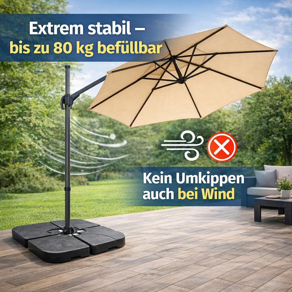 TK Supports de crème solaire pour écrans de feux de circulation - Poids de parapluie remplissables pour croix de sol en plastique et supports de crème solaire stables