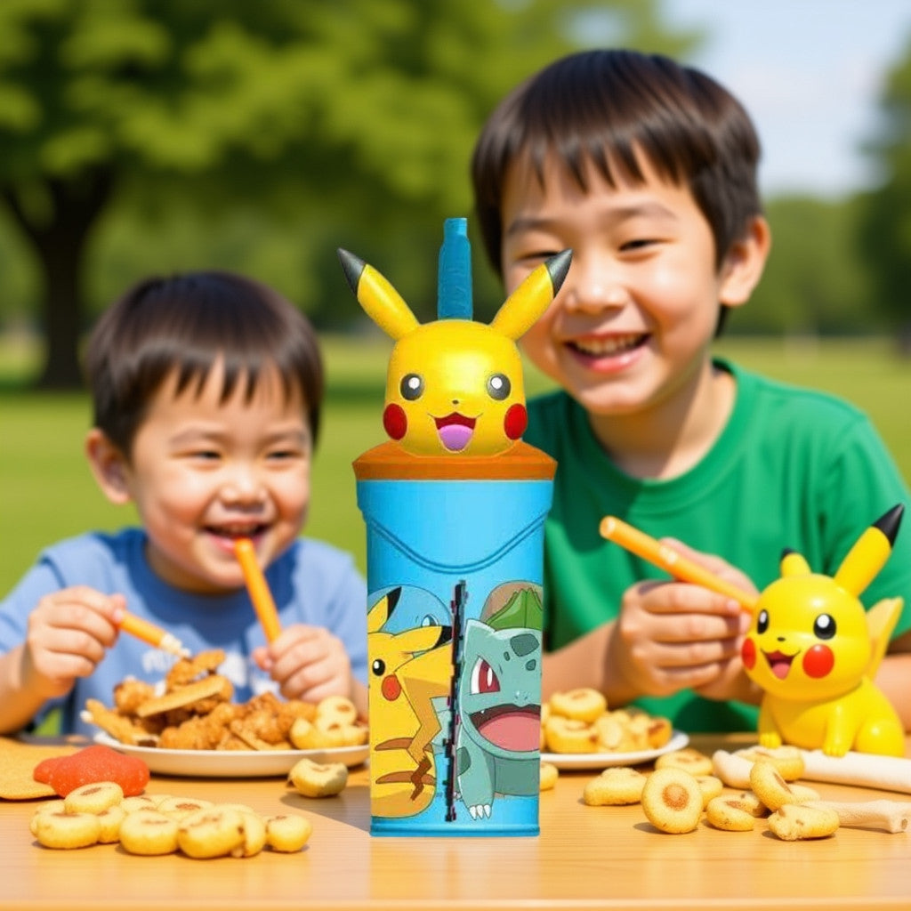 POKÉMON - Tasse de 360 ml avec Paille et Personnage 3D pour Enfants - Pikachu